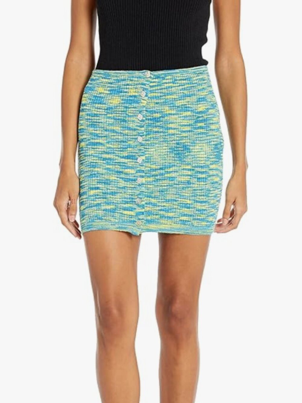 New! $58 Teal, Yellow & Green💙💛💚Mini Stretch Sweater Skirt - Size M
